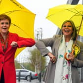 Scotland's First Minister Nicola Sturgeon (L) congratulates SNP candidate Kaukab Stewart after she was elected MSP for Glasgow Kelvin. Picture: Andy Buchanan/AFP via Getty Images