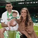 Former Celtic midfielder Tom Rogic, pictured with his wife and daughter after his final match at Celtic Park on May 14 last year, has retired from football to focus on his family.  (Photo by Craig Williamson / SNS Group)