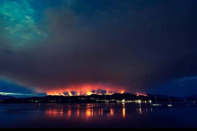A major wildfire broke out near the village of Kyle of Lochalsh, in the northwest Highlands, on Wednesday, burning for more than 24 hours and spreading across more than three miles of the hillside. Picture: Courtesy of Lochalsh and South West Ross Community Fire Stations