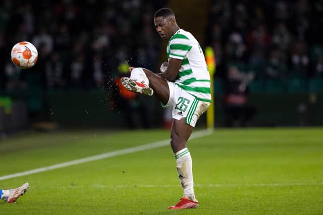 Osaze Urhoghide in action for Celtic during a UEFA Europa League match against Real Betis.
