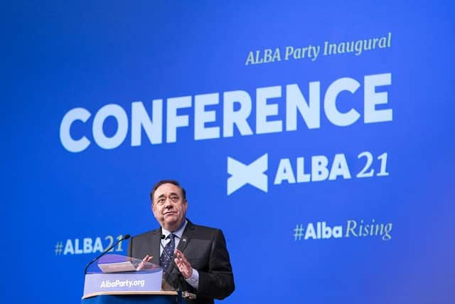 Alex Salmond spoke to Alba party delegates at its first conference on Sunday,