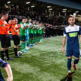 Raith's Lewis Vaughan walks out to a guard of honour ahead of his own testimonial match against Hibs at Stark's Park.  (Photo by Ross Parker / SNS Group)