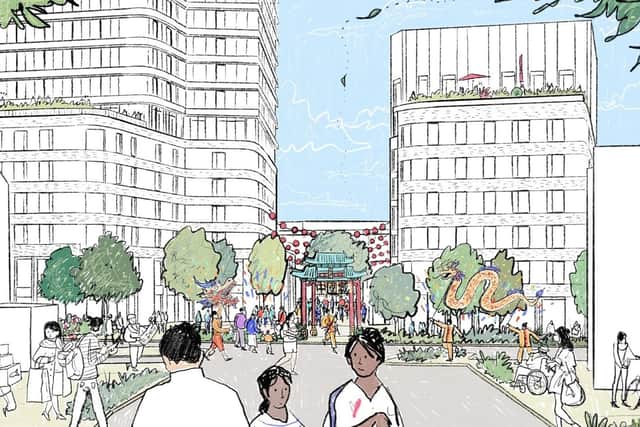 A sketch showing the proposals for the site though the final design is still evolving. Picture: Hawkins Brown