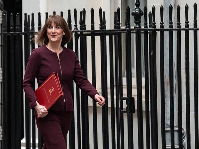 Britain's Chancellor of the Exchequer, Rachel Reeves, leaves 11, Downing Street to deliver her Spring Statement to Parliament on March 26, 2025.