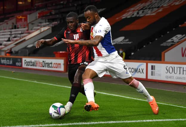 Nnamdi Ofoborh, who will join Rangers at the end of this season, in action for Bournemouth against Jordan Ayew of Crystal Palace during an English League Cup tie last September. (Photo by Neil Hall - Pool/Getty Images)