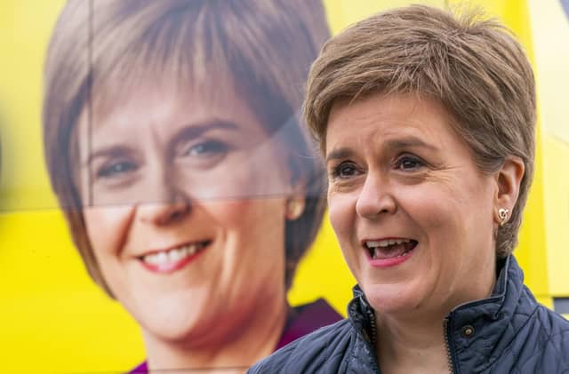 First Minister Nicola Sturgeon during local election campaigning in Dundee. Picture: Jane Barlow - Pool/Getty Images
