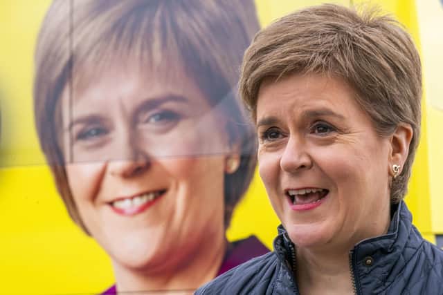 First Minister Nicola Sturgeon during local election campaigning in Dundee. Picture: Jane Barlow - Pool/Getty Images