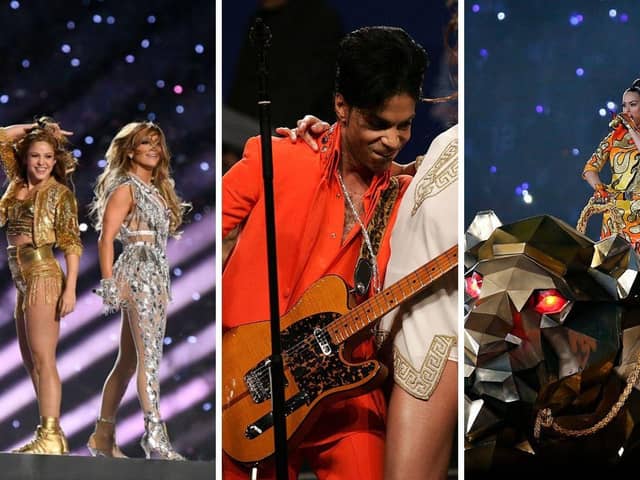 Some of the stars who have taken to the Super Bowl stage.