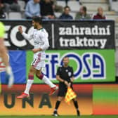 Celtic's Liel Abada celebrates after opening the scoring against Jablonec (Radek Petrasek/CTK via AP)