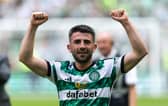 Celtic's Greg Taylor celebrates the 2-1 win over Rangers.