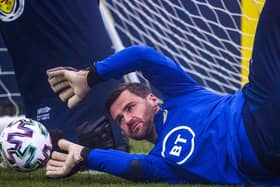 David Marshall in training ahead of Scotland's play-off final against Serbia (Photo by Craig Williamson / SNS Group)