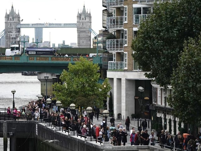 The queue itself is moving at around 0.5 miles per hour.
