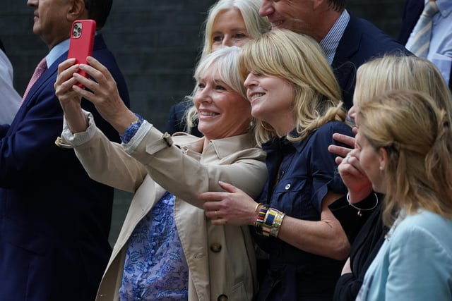 Nadine Dorries and Rachel Johnson outside 10 Downing Street, London, before outgoing Prime Minister Boris Johnson departs for Balmoral for an audience with Queen Elizabeth II to formally resign as Prime Minister. Boris Johnson told his Tory colleagues “it’s time for politics to be over, folks”.