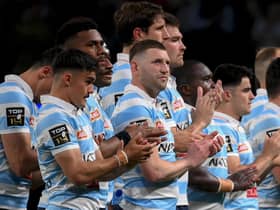Finn Russell, centre, is likely to be delayed in joining up with Scotland if Racing 92 make the Top 14 play-offs. (Photo by FRANCK FIFE/AFP via Getty Images)