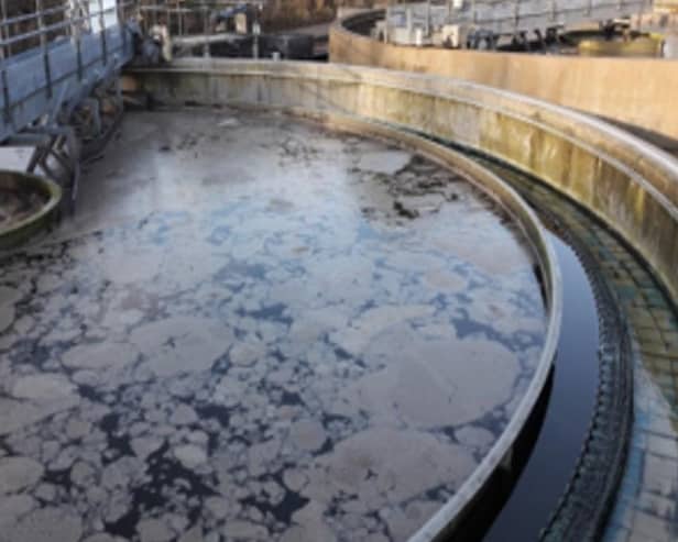 The  impact of unexplained variations in the incoming waste water at Kemnay’s Waste Water Treatment Works. With a healthy treatment process, the final settlement tank shown would be expected to have clear water at its surface.