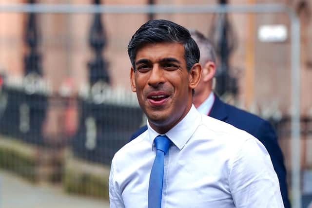 Prime Minister Rishi Sunak makes his way from the hotel into the conference hall, during the Conservative Party annual conference in Manchester. Picture: Peter Byrne/PA Wire
