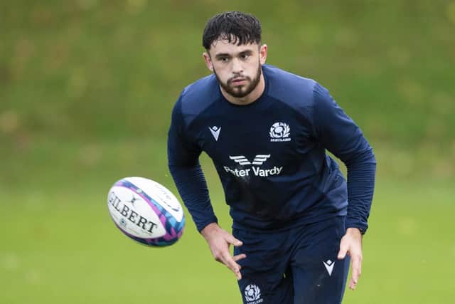 Rufus McLean during a Scotland open training session at the Oriam, on November 01, 2022, in Edinburgh, Scotland. (Photo by Ross MacDonald / SNS Group)