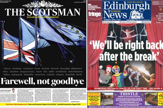 Two front pages have been nominated for awards in the Scottish and Regional press awards