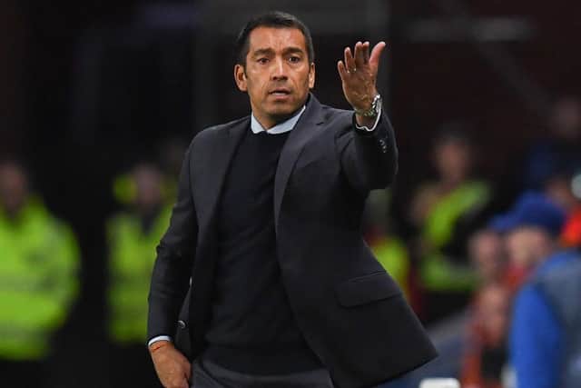 Rangers' manager Giovanni Van Bronckhorst during the 3-0 defeat to Napoli at Ibrox on Wednesday. (Photo by Craig Foy / SNS Group)