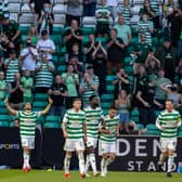 Liel Abada celebrates after scoring to make it 1-0 to Celtic.