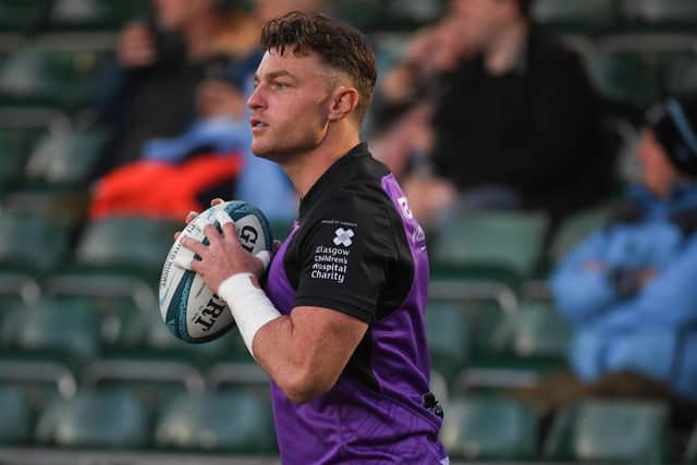 Warriors' Jack Dempsey was injured in the early stages of the match against Ospreys in Swansea. (Photo by Ross MacDonald / SNS Group)