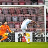 Manny Duku puts Raith Rovers 2-0 ahead at Tynecastle.