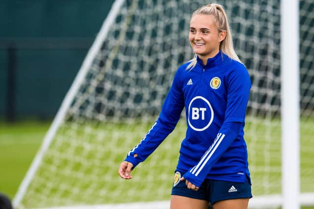 Sam Kerr during a Scotland womens' national team training session at the Oriam, on September 14, 2021, in Edinburgh, Scotland. (Photo by Ross Parker / SNS Group)