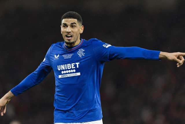 GLASGOW, SCOTLAND - DECEMBER 17: Leon Balogun in action for Rangers during the Viaplay Cup Final match between Rangers and Aberdeen at Hampden Park, on December 17, 2023, in Glasgow, Scotland.  (Photo by Craig Foy / SNS Group)