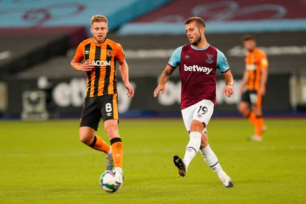Jack Wilshere in action for West Ham United against Hull City in a Carabao Cup tie last month. The England international midfielder was released on transfer deadline day (Photo by Will Oliver - Pool/Getty Images)