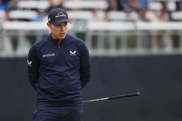 Matt Fitzpatrick of England looks on from the 18th green during the third round of the 122nd U.S. Open Championship at The Country Club on June 18, 2022 in Brookline, Massachusetts. (Photo by Rob Carr/Getty Images)