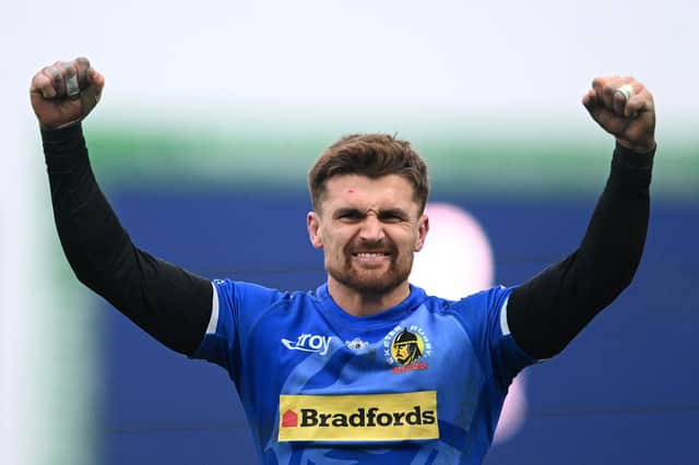 Henry Slade of Exeter Chiefs celebrates following his side's victory over Glasgow Warriors in the Investec Champions Cup match at Sandy Park. (Photo by Harry Trump/Getty Images)