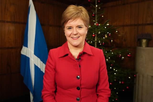 First Minister of Scotland Nicola Sturgeon delivering her Christmas message. Picture: Scottish Government/PA Wire