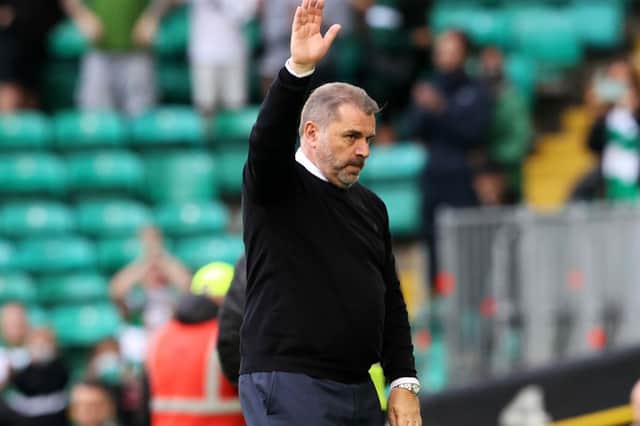 Celtic manager Ange Postecoglu salutes the club's support following tSaturday's 3-0 win over Ross County that brought a sixth straight home win - a run that contrast with four defeats in five on the road as his team head into Thursday's Europa League opener away to Real Betis.(Photo by Alan Harvey / SNS Group)