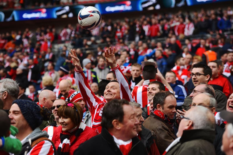 A Sunderland fan throws the ball back prior to the Capital One Cup final between Manchester City and Sunderland at Wembley Stadium on March 2, 2014.