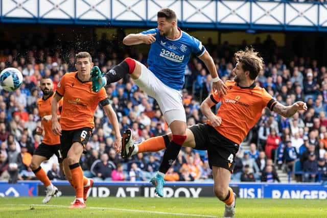 Antonio Colak flicks in for Rangers' - and his own - second goal against Dundee United (Photo by Alan Harvey / SNS Group)