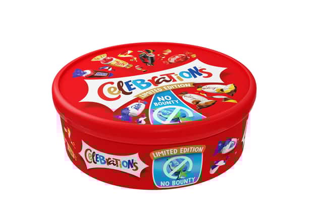 Mars Wrigley will be trialling a limited-edition Celebrations tub without Bounty bars. Issue date: Thursday November 3, 2022.