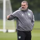Celtic manager Ange Postecoglou takes training ahead of the Scottish Cup final against Inverness. (Photo by Craig Williamson / SNS Group)