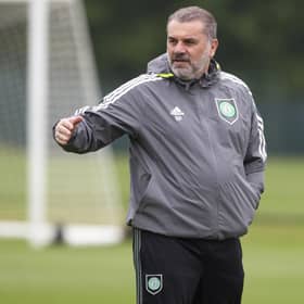 Celtic manager Ange Postecoglou takes training ahead of the Scottish Cup final against Inverness. (Photo by Craig Williamson / SNS Group)