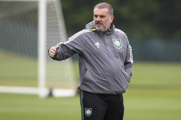 Celtic manager Ange Postecoglou takes training ahead of the Scottish Cup final against Inverness. (Photo by Craig Williamson / SNS Group)