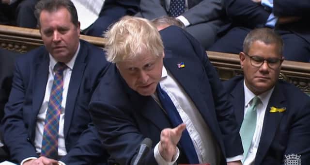 Boris Johnson speaks during heated exchanges over the Partygate affair at Prime Minister's Questions in the House of Commons on Wednesday (Picture: PA)