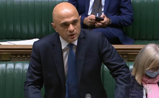 Health Secretary Sajid Javid updating MPs on the governments coronavirus plans, in the House of Commons, London. Picture date: Monday December 6, 2021.