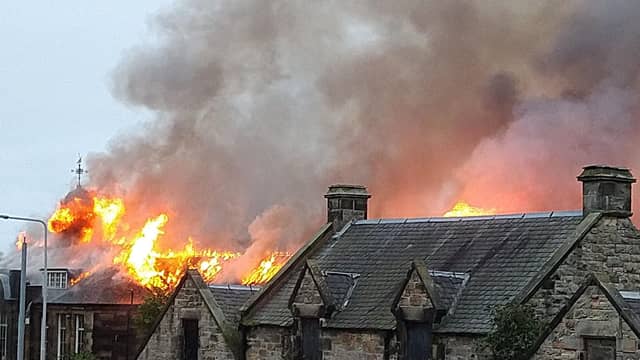 The fire hit the old school on Saturday, August 15. Picture: Andrew Donald