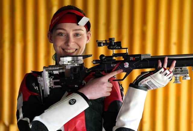 Seonaid McIntosh at her shooting range in Alloa. Picture: Andrew Milligan/PA Wire