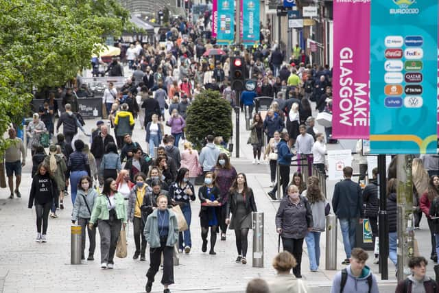 Shoppers out and about in Glasgow, where parts of the city centre have suffered badly from store closures in recent years. Picture: Jane Barlow