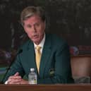 Fred Ridley, the Augusta National Golf Club chairman, speaks to members of the media in a pre-event press conference ahead of the 88th Masters. Picture: The Masters.