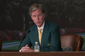 Fred Ridley, the Augusta National Golf Club chairman, speaks to members of the media in a pre-event press conference ahead of the 88th Masters. Picture: The Masters.