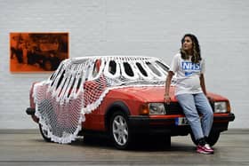 Artist Jasleen Kaur at the opening of her exhibition, Alter Alter. Picture: John Devlin