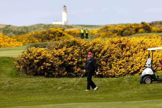 Police Scotland officers were stationed on Turnberry's Ailsa golf course while former US president Donald Trump played a round last month. Picture: Robert Perry/Getty