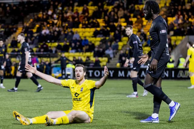 Ross County's Jordan White appeals for a penalty during the Scottish Cup 4th round match between Livingston and Ross County at the Tony Macaroni Arena.  (Photo by Alan Rennie / SNS Group)