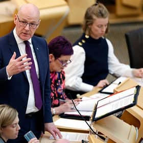John Swinney speaks during First Minister's Questions at Scottish Parliament Building last week (Picture: Jeff J Mitchell/Getty Images)